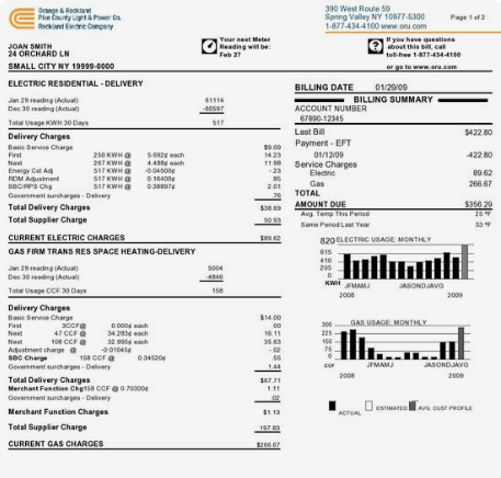Fake Utility Bill